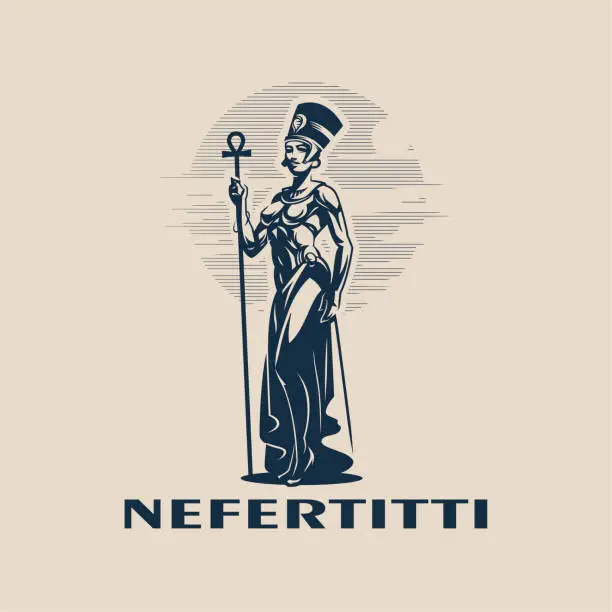 Vector illustration of Egyptian ruler Queen Nefertiti.