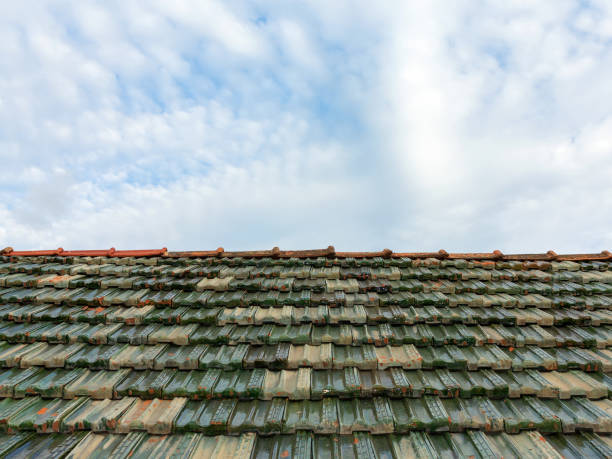 istock Tile roofed traditional wooden vintage home. Selective focus 1255554090