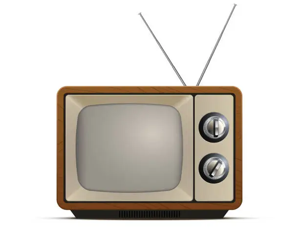 Vector illustration of Realistic retro tv illustration, old tv screen