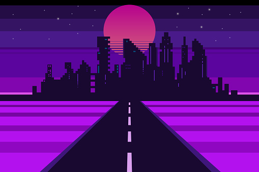 Vector illustration of pixelated retro background