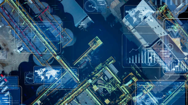 istock Industrial technology concept. Communication network. INDUSTRY 4.0. Factory automation. 1255556901