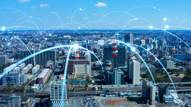 istock Smart city and communication network concept. 5G. IoT (Internet of Things). Telecommunication. 1255557212