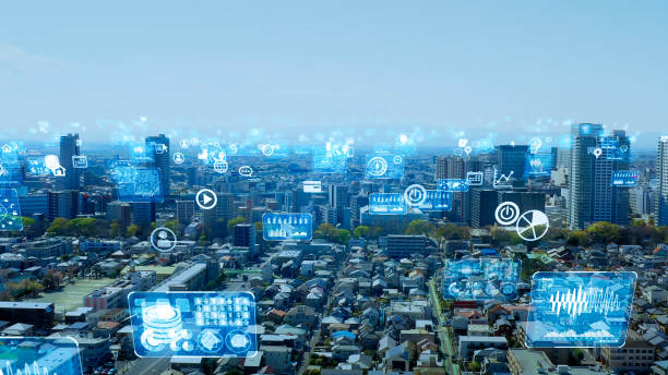 istock Smart city and communication network concept. 5G. IoT (Internet of Things). Telecommunication. 1255557825