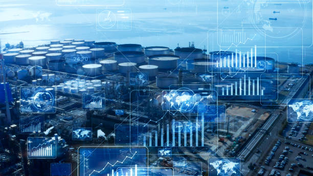 istock Industrial technology concept. Communication network. INDUSTRY 4.0. Factory automation. 1255557968