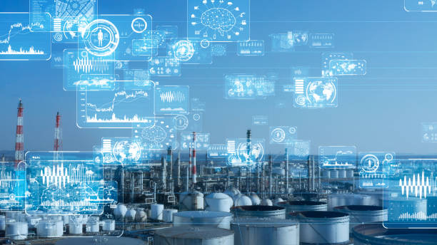 Industrial technology concept. Communication network. INDUSTRY 4.0. Factory automation.