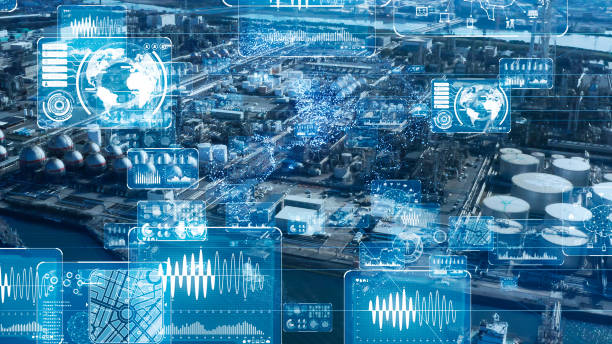 istock Industrial technology concept. Communication network. INDUSTRY 4.0. Factory automation. 1255558244