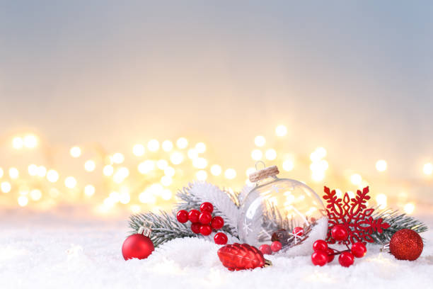 istock Christmas card template with festive red and white decorations 1255558268
