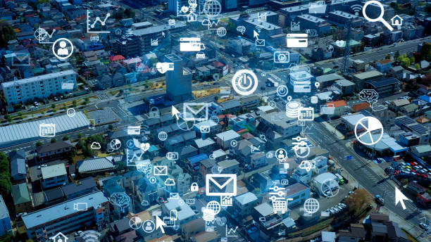 istock Smart city and communication network concept. 5G. LPWA (Low Power Wide Area). Wireless communication. 1255558350