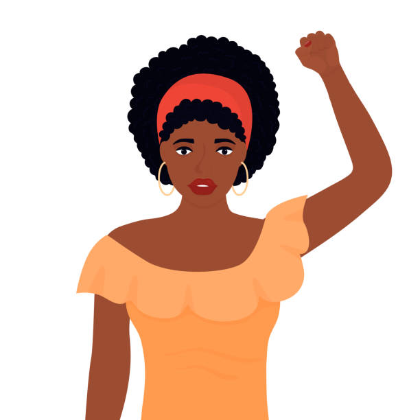 ilustraciones, imágenes clip art, dibujos animados e iconos de stock de black lives matter design. mujer afroamericana levantó el puño en protesta - black civil rights