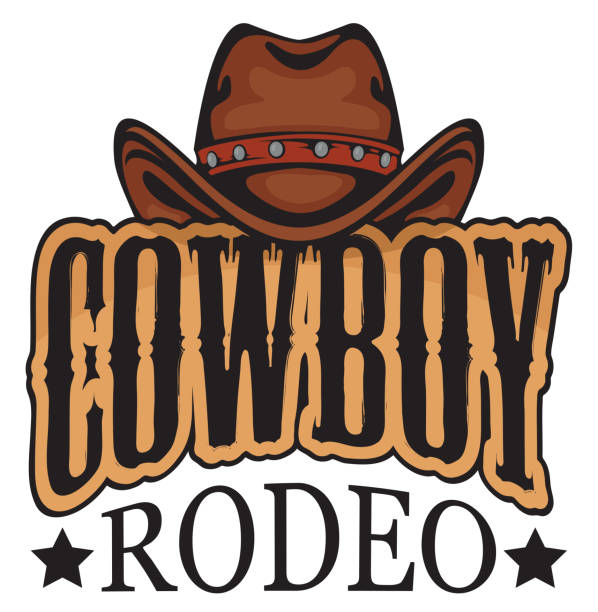 illustrations, cliparts, dessins animés et icônes de bannière vectorielle ou emblème pour un spectacle de rodéo de cowboy - country and western music illustrations