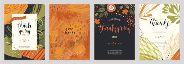 ilustraciones, imágenes clip art, dibujos animados e iconos de stock de templates_06 universales de otoño - thanksgiving