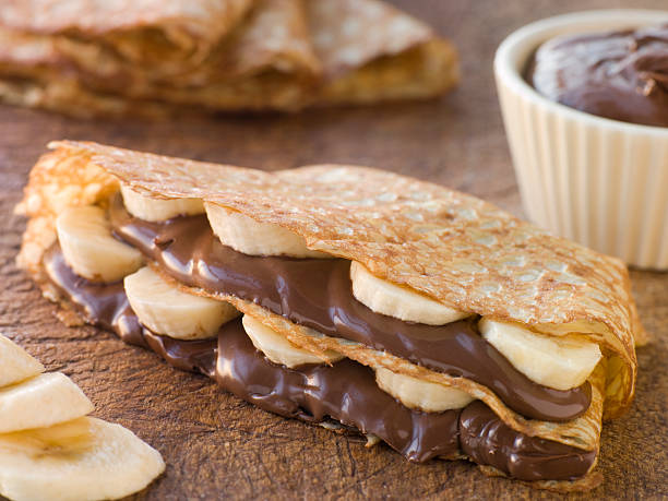 istock Crepes filled with Banana and Chocolate Hazelnut Spread 125556487