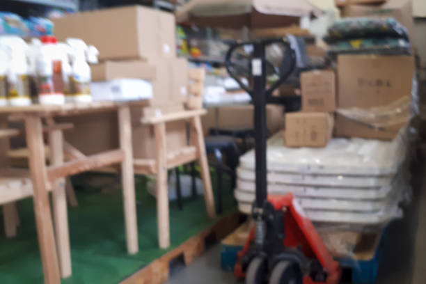 istock Blurred warehouse or storehouse as background. Indoor warehouse business. 1255565037