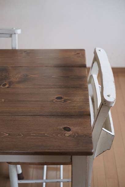 istock Wood dining table and chair 1255566923