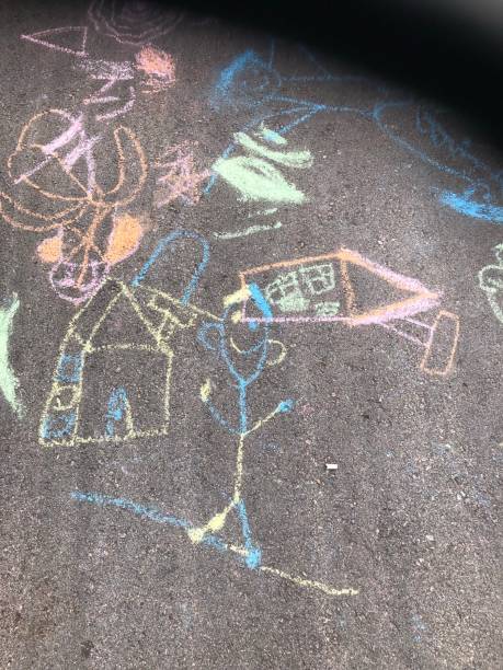 istock Children sidewalk chalk drawing 1255567916