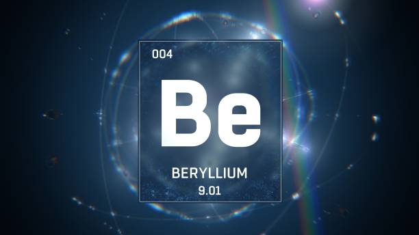istock Beryllium as Element 4 of the Periodic Table 3D animation on blue background 1255568805