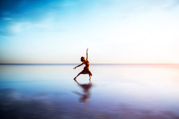 ballerina dancing on the lake - arte cultura e espetáculo ilustrações imagens e fotografias de stock