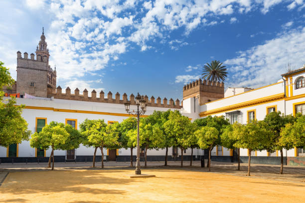 Seville, Spain - Architecture barrio Santa Cruz district Sevilla, Spain - Architecture barrio Santa Cruz district santa cruz seville stock pictures, royalty-free photos & images