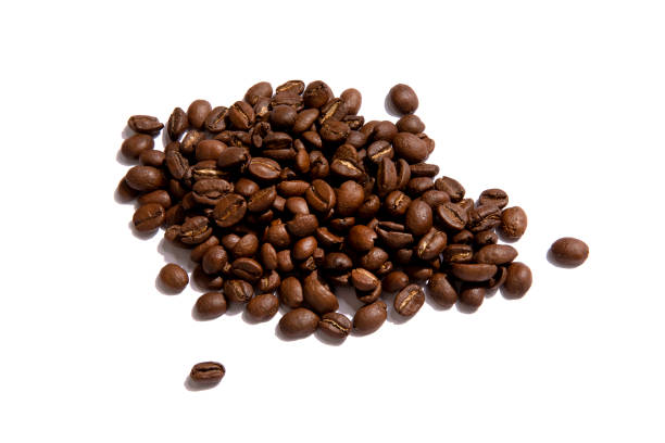 istock Loose coffee beans against white background 1255573245