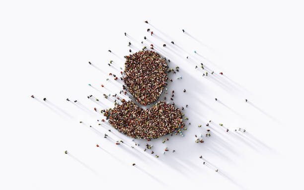 istock Human Crowd Forming Man Icon on White Background 1255580484