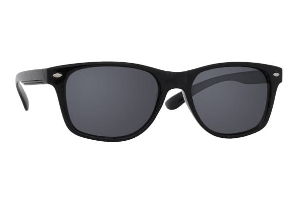 istock Sunglasses with a black plastic frame and black lenses isolated on white background. 1255581480