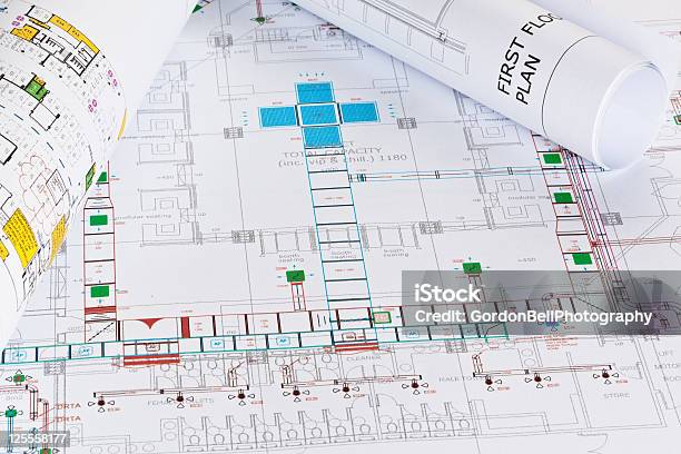 Architectural Drawings Stock Photo - Download Image Now - Air Conditioner, Blueprint, Plan - Document