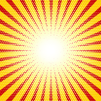 Bright red and yellow rays vector background