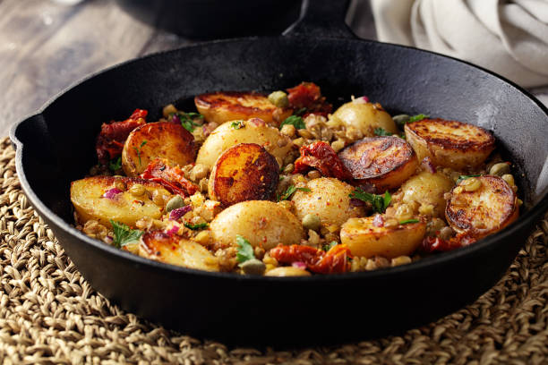 istock Healthy warm vegan potato salad 1255585546