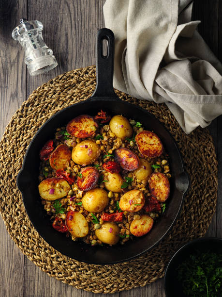 istock Healthy warm vegan potato salad 1255585611