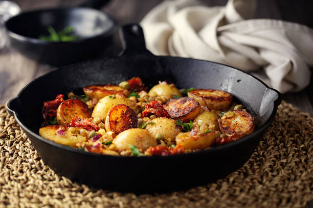 istock Healthy warm vegan potato salad 1255585612