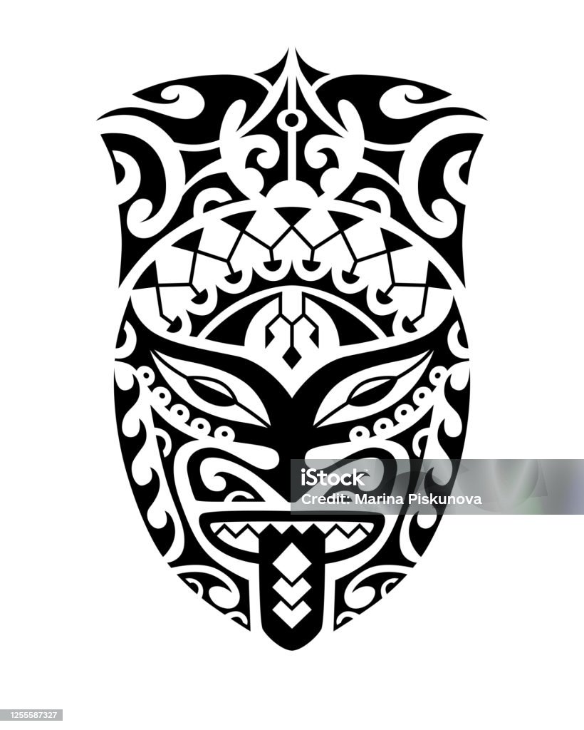 Hình Xăm Phác Thảo Maori Hoặc Phong Cách Châu Phi Với Mặt Nạ Totem ...