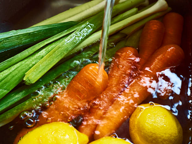 istock Fresh carrot, leek and lemon in water. 1255587938