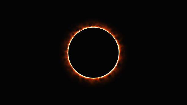 istock Solar eclipse, computer generated. Burning ring of fire, portal, gate. 3d rendering of fantastic background 1255589361
