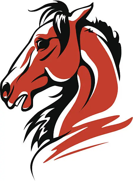 Vector illustration of Red horse