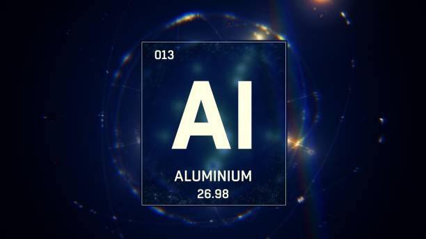 istock Aluminium as Element 13 of the Periodic Table 3D rendering on blue background 1255594103