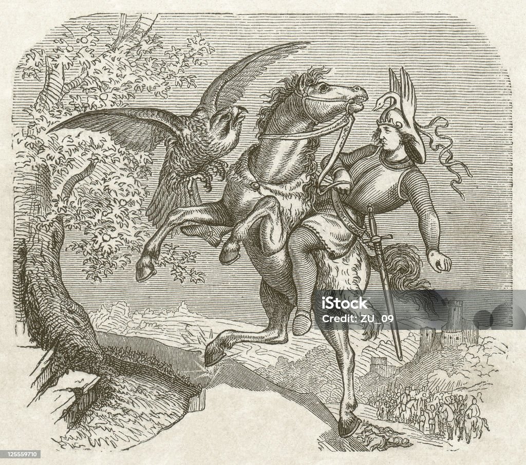 Mount Glas, einem Märchen im Brothers Grimm - Lizenzfrei Falke Stock-Illustration