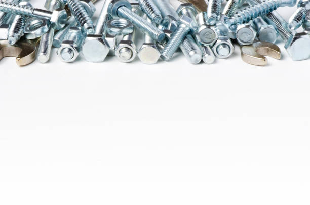 Repair tool. Bolts and wrenches. White background. Copy space.
