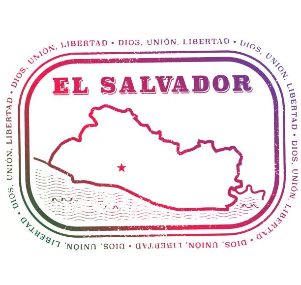 Vector illustration of El Salvador Vintage Travel Stamp