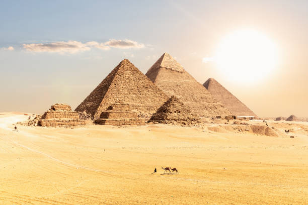 istock Great Pyramids of Giza under the desert sun, Cairo, Egypt 1255602356