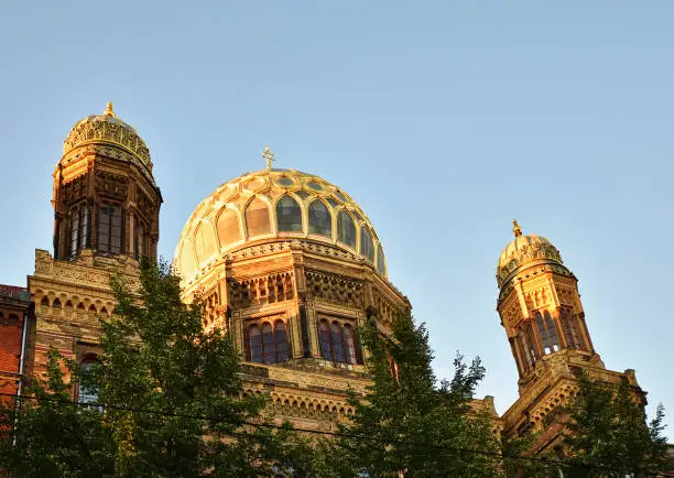 Photo of The New Synagogue in the downtown of Berlin.