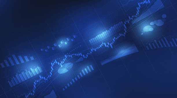 istock Abstract financial graph with up trend line in stock market on blue colour background 1255606221