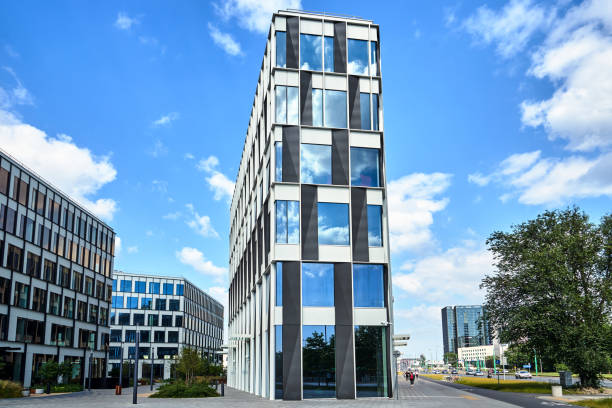 istock Street with modern office buildings 1255609288