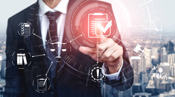 istock Compliance rule law and regulation graphic interface for business quality policy 1255614545