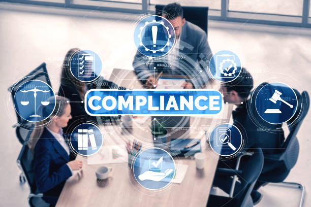 istock Compliance rule law and regulation graphic interface for business quality policy 1255615318