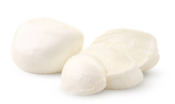 istock Sliced mozzarella cheese on a white background. Isolated 1255615641