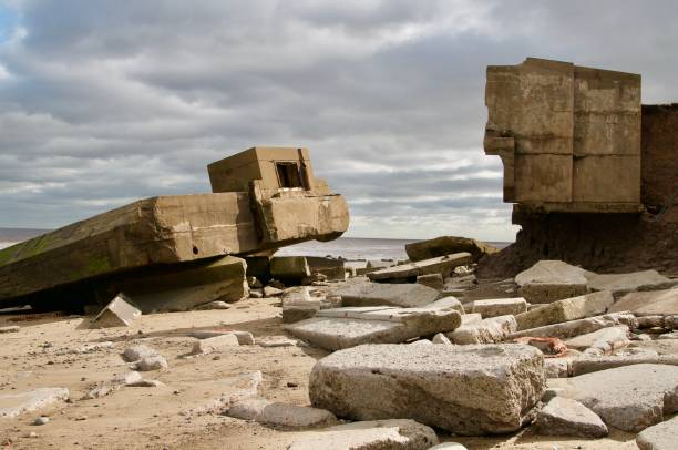 istock Ruins of sea defences 1255617313