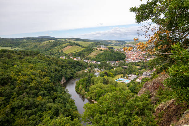 istock Scenic view from Rheingrafenstein at landscape with river nahe 1255618474