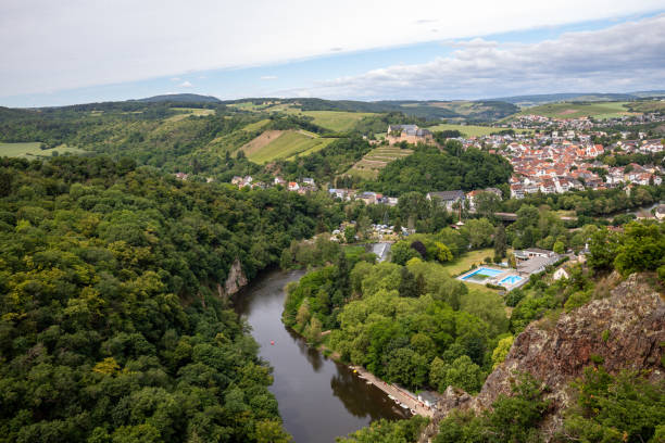 istock Scenic view from Rheingrafenstein at landscape with river nahe 1255618479