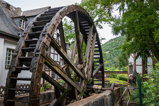 Historic water wheel in Bad Muenster am Stein-Ebernburg, Germany