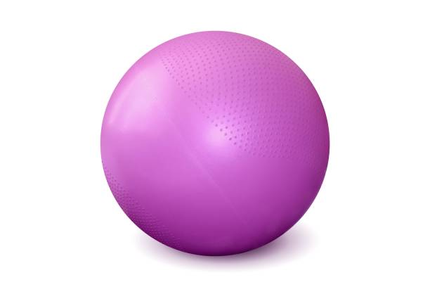 palla adatta per fitness, yoga, aerobica, pilates, ginnastica su sfondo bianco - yoga ball foto e immagini stock